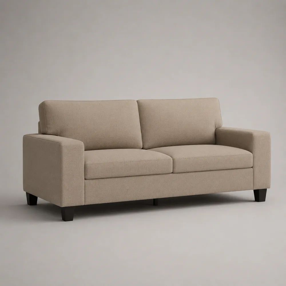 Divano rettangolare a 2 posti in tessuto beige, 158 x 82 x 84 cm