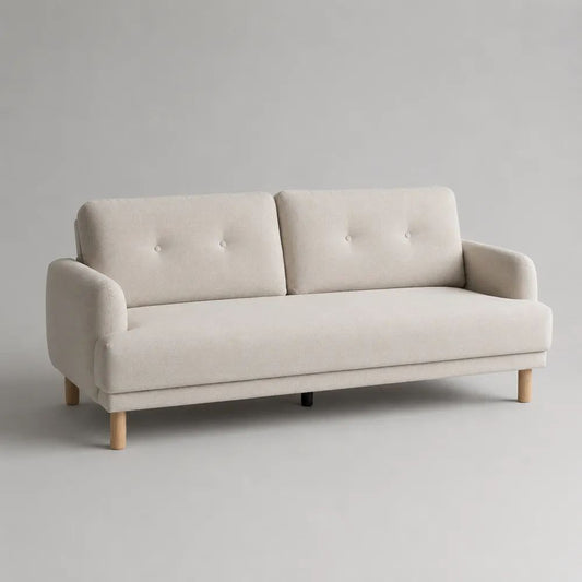 Divano 3 posti in tessuto bouclé bianco crema, 180 x 80 x 82 cm